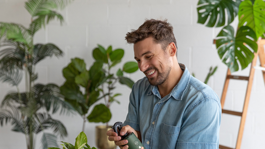 We The Wild Founder spraying plant